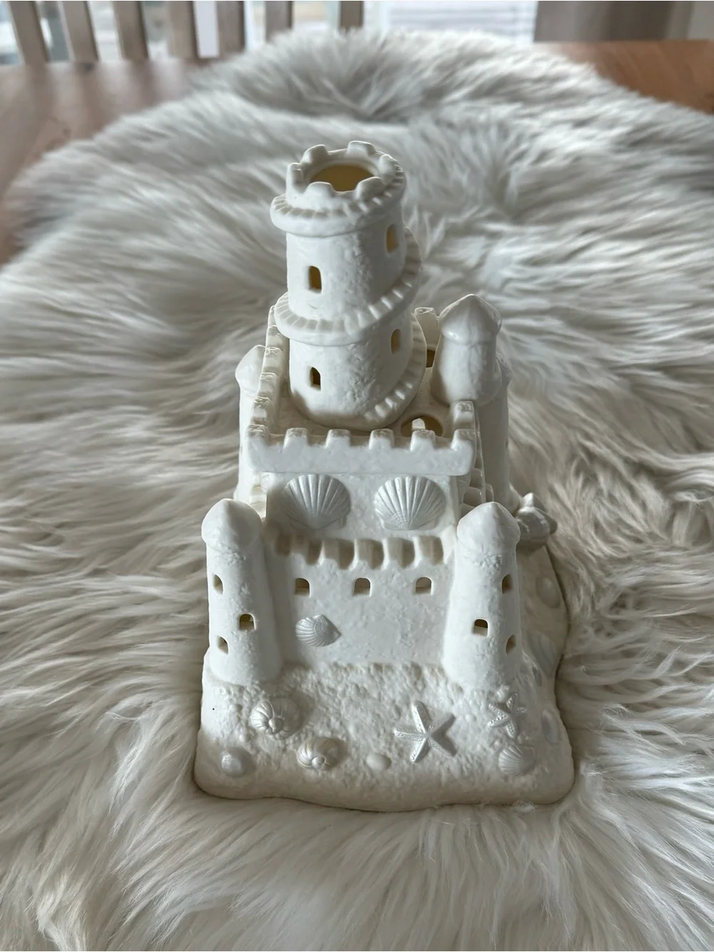 PartyLite White Bisque Sandcastle Candle Holder